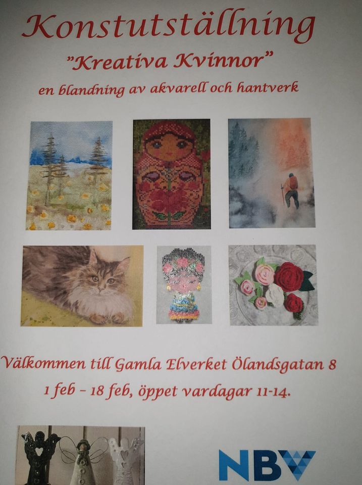 Konstutställning: Kreativa Kvinnor, 1/2-2022 - 18/2-2022